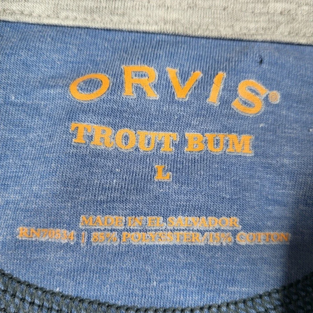 Orvis Pullover Mens Large Gray Trout Bum 1/4 Zip Long Sleeve Fishing Shirt - Picture 3 of 7